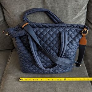 Navy Mark & Graham Nylon Quilted Duffle
